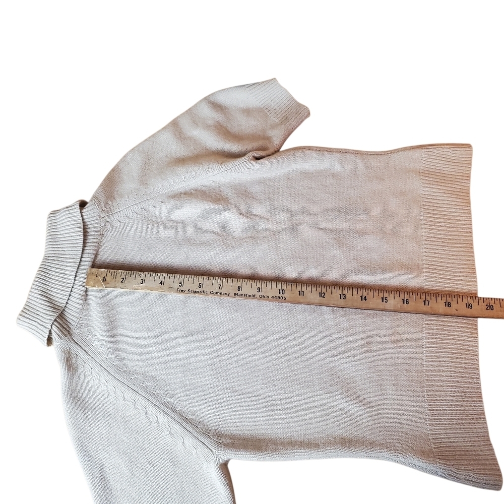 Talbots Cashmere & Silk Tan Turtleneck Sweater. Short Sleeve. MED. #232 - Picture 8 of 9